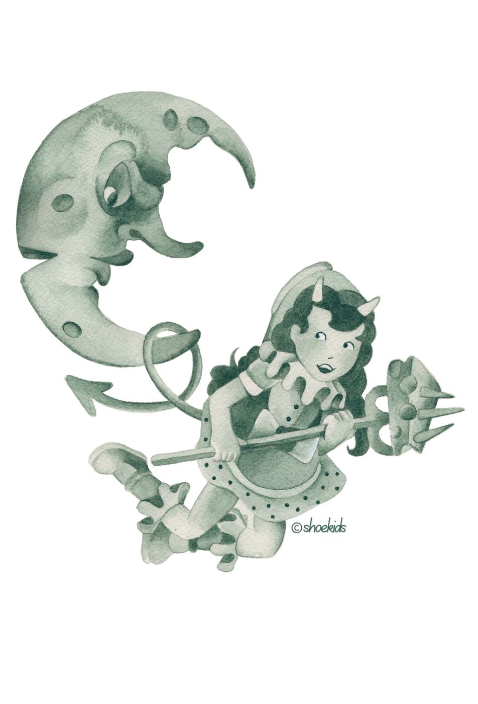 Moon girl postcard