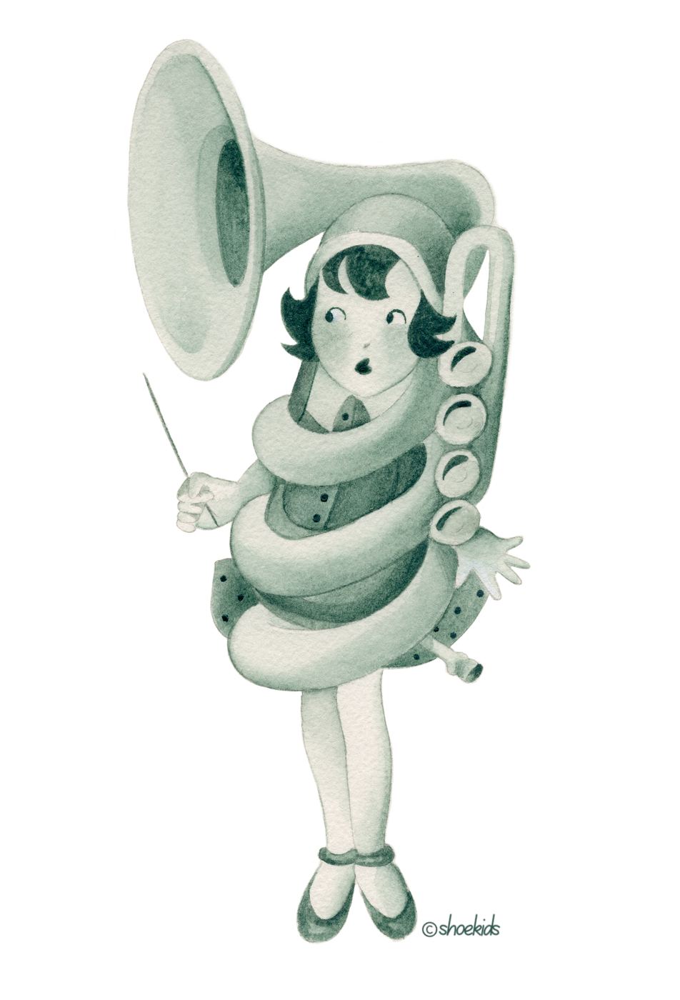 Tuba girl postcard